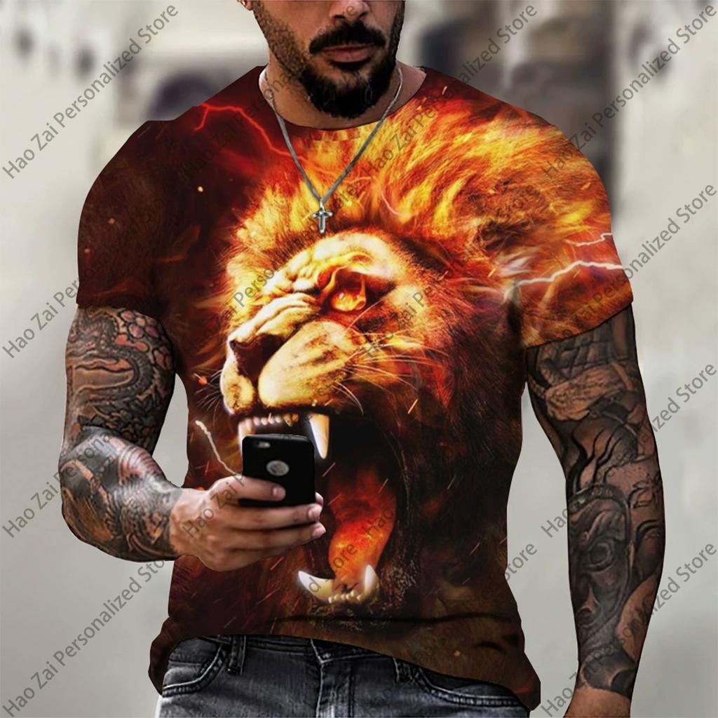 2026 New Summer Fashion: Cool 3D Animal Digital Print Trendy Men's Round-Neck Short-Sleeve T-Shirt—SoftComfortableand Breathable