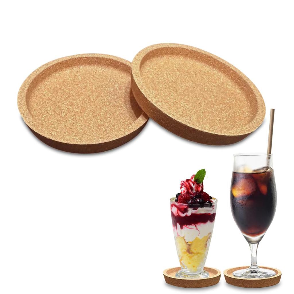WinJapan Cork Coasters, 2 Small Wooden Cork Coasters, Round, Thick, Solid Color (2)