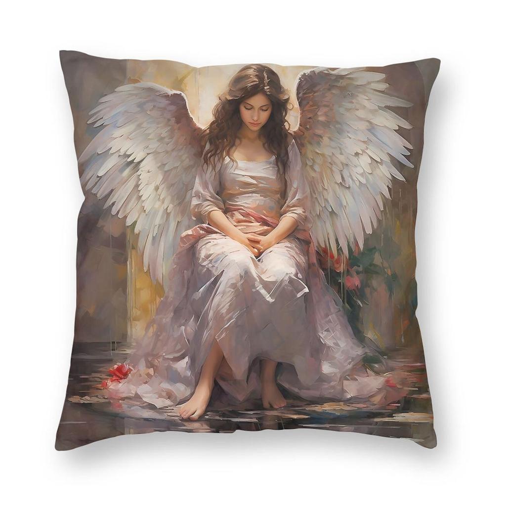 Angelica Queen Of Angels Pillowcase Polyester Linen Velvet Pattern Zip Decorative Pillow Case Sofa Seater Cushion Cover