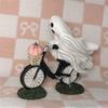 Ghostly Riding on Bicycles with Pumpkin Figurine Sculpture Indoor and Outdoor Resins Ornament Halloween Party Decoration