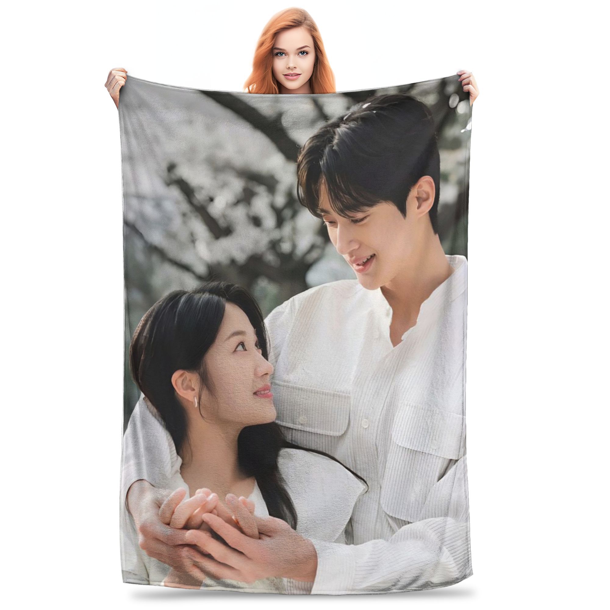 

Flannel Throw Blanket Lovely Runner K-drama Byeon Woo Seok Warm Plush Blankets Soft Bedding for Bed Living room Home Picnic Sofa 75x90cm