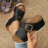 Fashion Women's Summer 2025 Slip-On Sandals Buckle Decor Wedge Soft Bottom Thick High Heel Outwear Mom Shoes Ladies Platforms Sandals