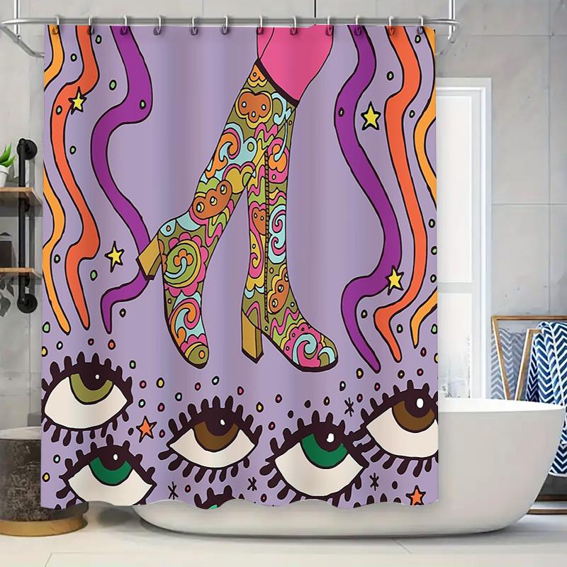 Bohemian Shower Curtain Set Nature Floral Pattern Waterproof Bathroom Decor Vintage Hippie Tapestry Wall Hanging Home Textile