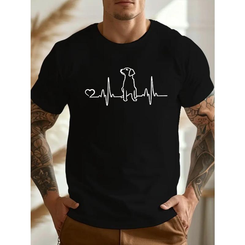 European sizes Dog electrocardiogram Crinkle Plus Size Men's T-Shirt, PLUS SIZE