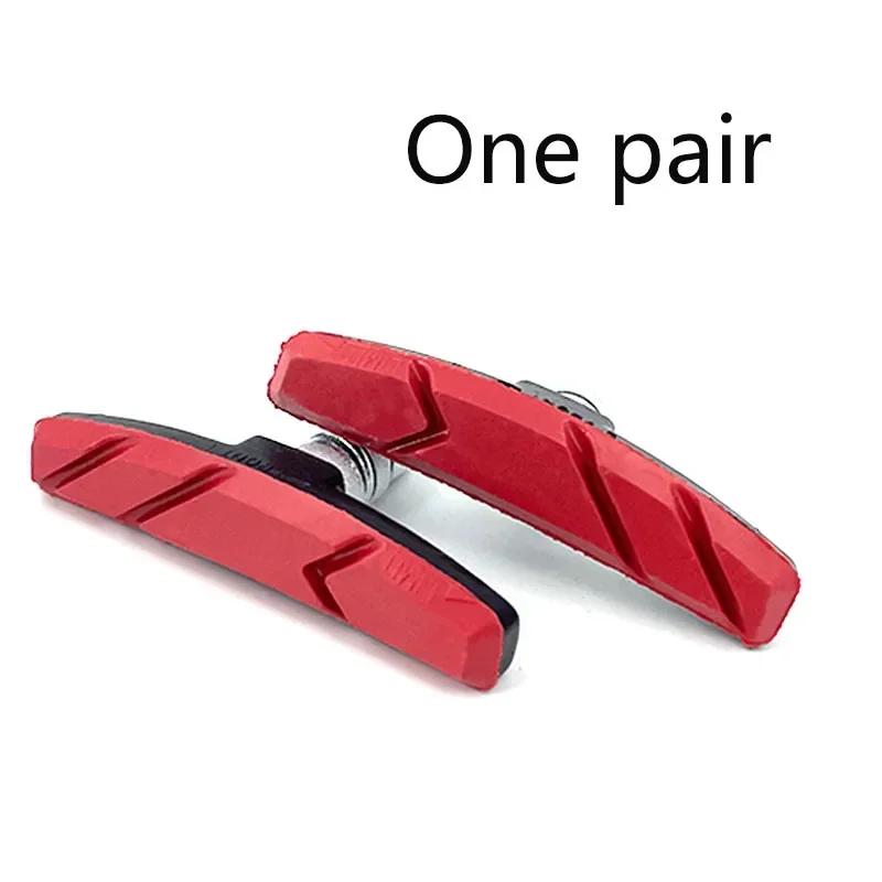 1Pair Durable Bicycle Silent Brake Pads Cycling V Brake Holder Pads Shoes Blocks Rubber Pad For Long-lasting Performance Good красный