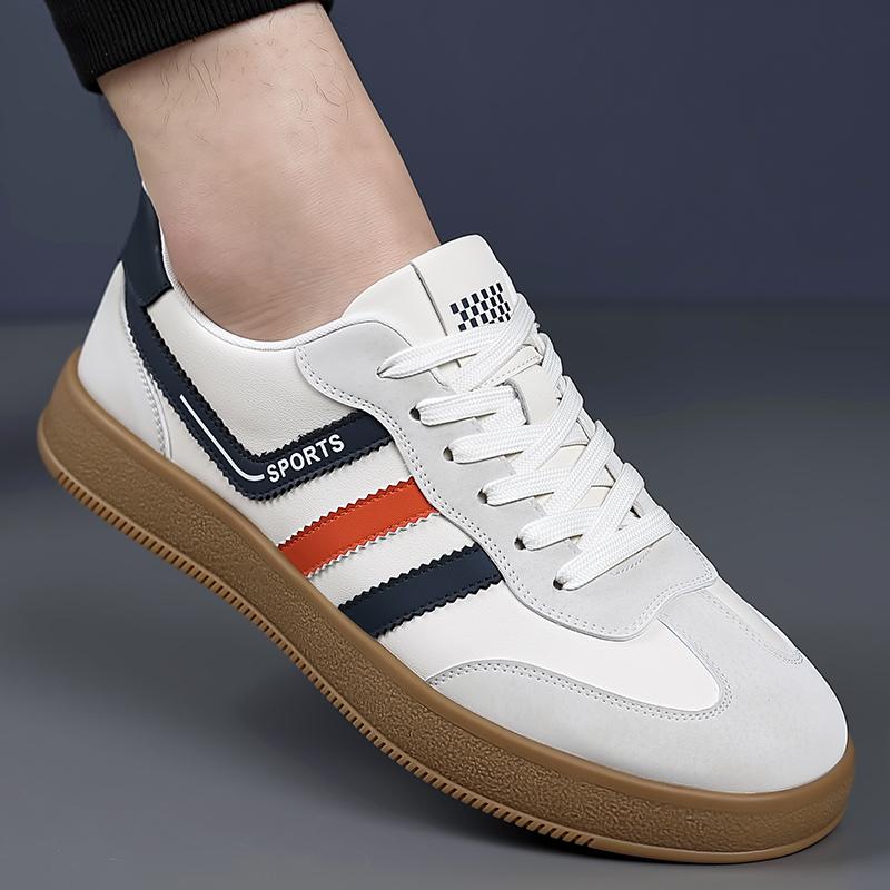 Breathable Lace-up Outdoor Shoes Men's Leather Walking Flats Male Daily Skate Shoes Comfortable Business Dress Sneakers