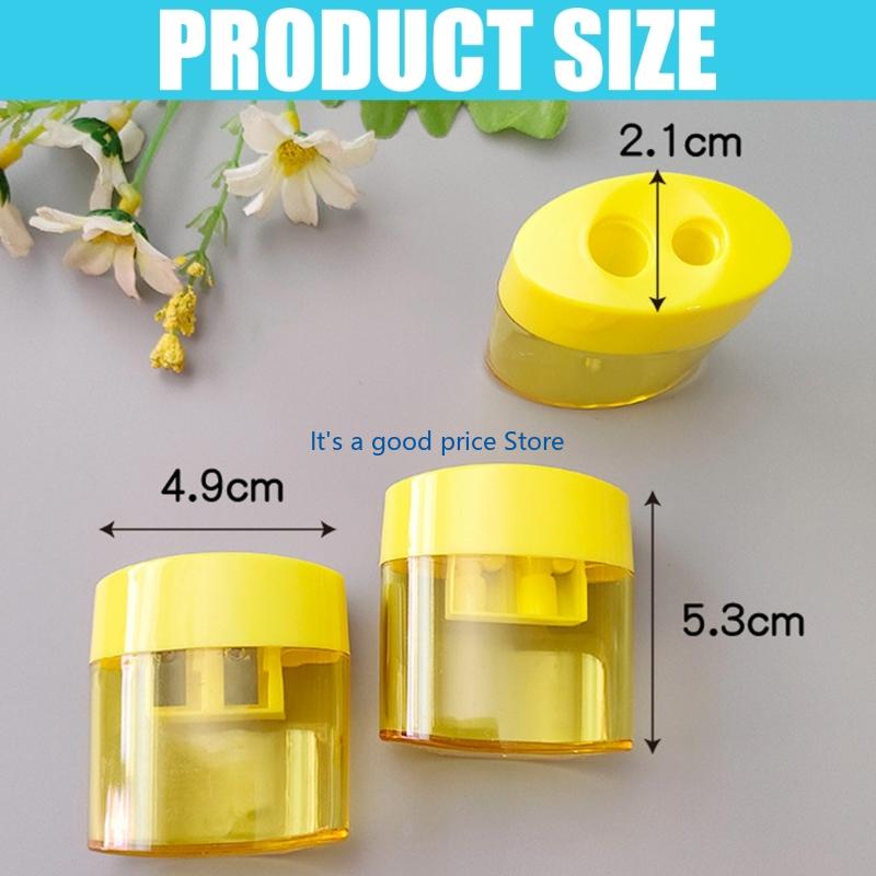 Portable Double Blade Pencil Sharpener Set With Lid Leakproof Shavings Storage For Students Teachers Professional