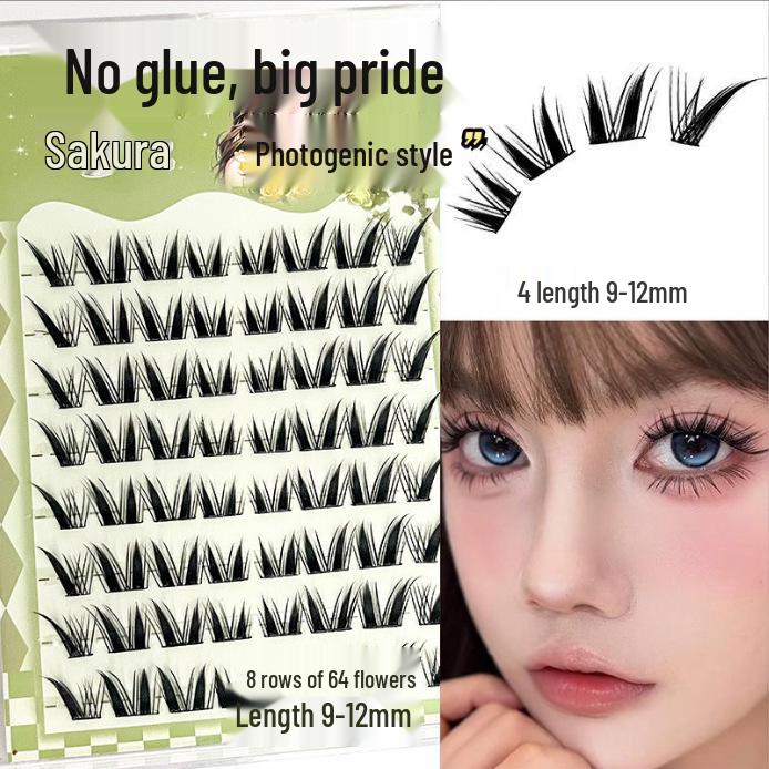Ying Lier Natural Cluster Fox-Eye Eyelashes - Beginner-Friendly and Glue-Free
