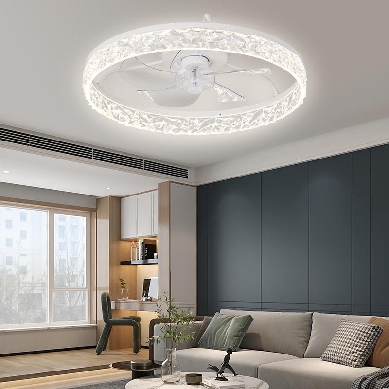 Large Wind Power Ceiling Fan with Light - Invisible Blades, Frequency Conversion for Living and Dining Rooms, Bedrooms