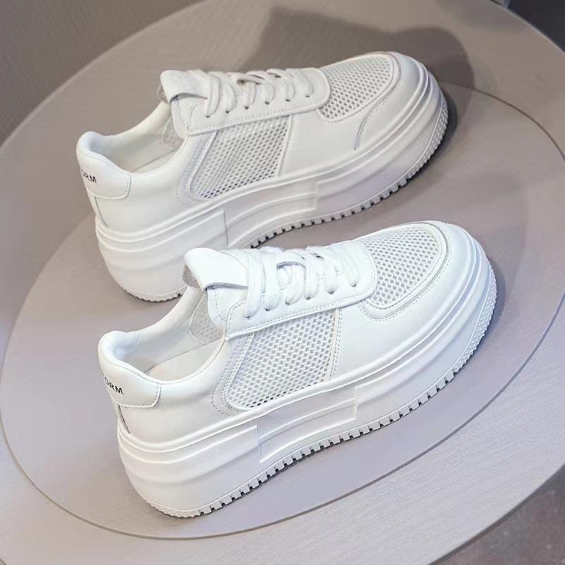 

Little white shoes women s shoes spring and summer new mesh breathable hollow casual board shoes thick-soled thin muffin shoes 40