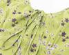 French Retro Green Floral V-Neck Cinched Waist Maxi Dress