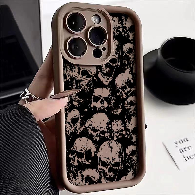 

Ужасный Черный Череп Чехол Для Телефона Для iPhone 16 Pro Max 15 14 Plus 11 12 13 XS X XR Ударопрочный Силиконовый Мягкий Чехол iPhone XR