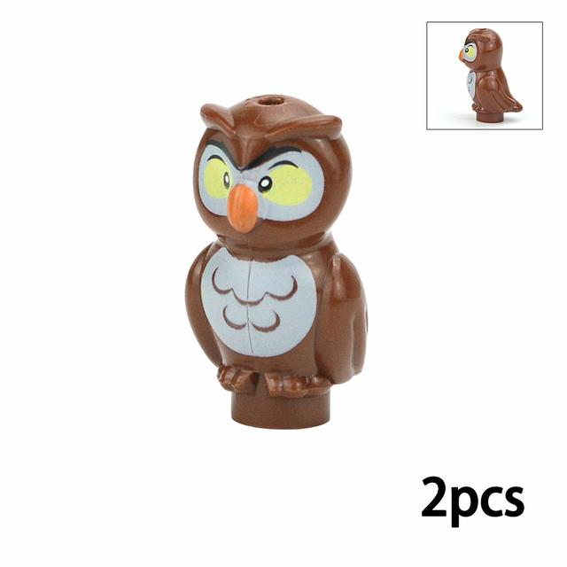 MOC City Animal Building Block Figures Goat Sheep Eagle Owl Panda Parrot Seagull Penguin Zoo Fram Accessories Bricks Toy Gift