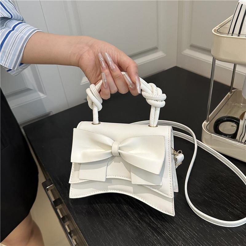 Women Simple Solid Color Bowknot Fashion Casual Crossbody Small Square Bag