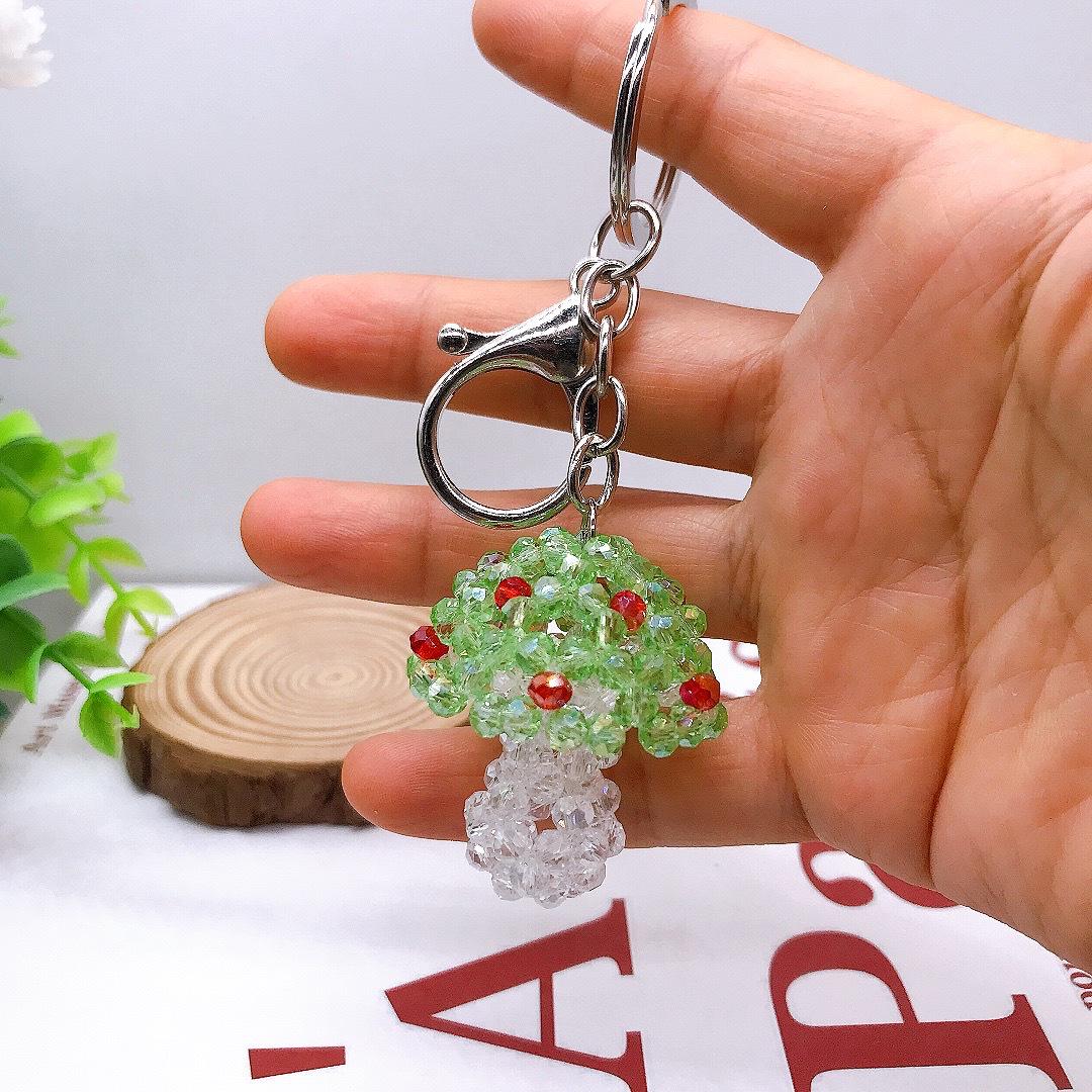 Handmade Crystal Beaded Mushroom Keychain - Children s Toy Gift & Bag Charm