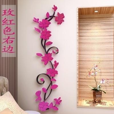 XS 80 * 24CM Flower Vine Entrance Corridor Crystal Wall Stickers Backdrop Decoration Sticker 3D Wall