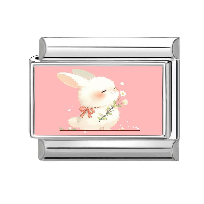 Y2K Lovely Animals Cat Dog Rabbit Moon Butterfly Flower Cactus Italian Charm Fit 9mm Stainless Steel DIY Making Bracelet Jewelry