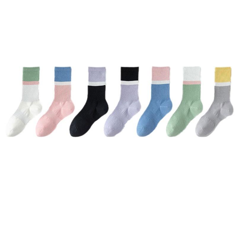 Women's Spring and Autumn Match Color All Kinds of Suction Sweat Breathable Boneless Sports Tube Cotton Socks
