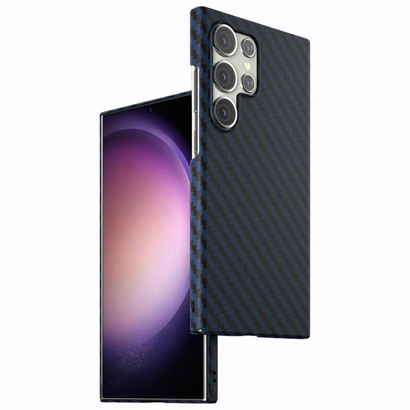 For Samsung Galaxy S24 Ultra Case Anti-drop PC Carbon Fiber Texture Phone Guard Cover