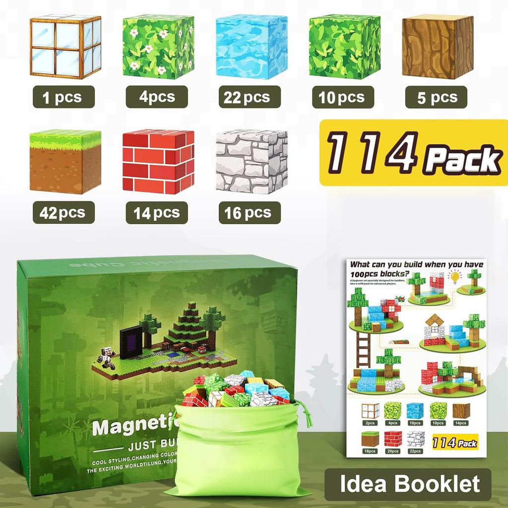 Magnetic World Forest Cube: Mini Magnetic Building Blocks Set