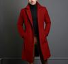 Men's Mid-Length Solid Color Woolen Coat - Warm Autumn/Winter Jacket