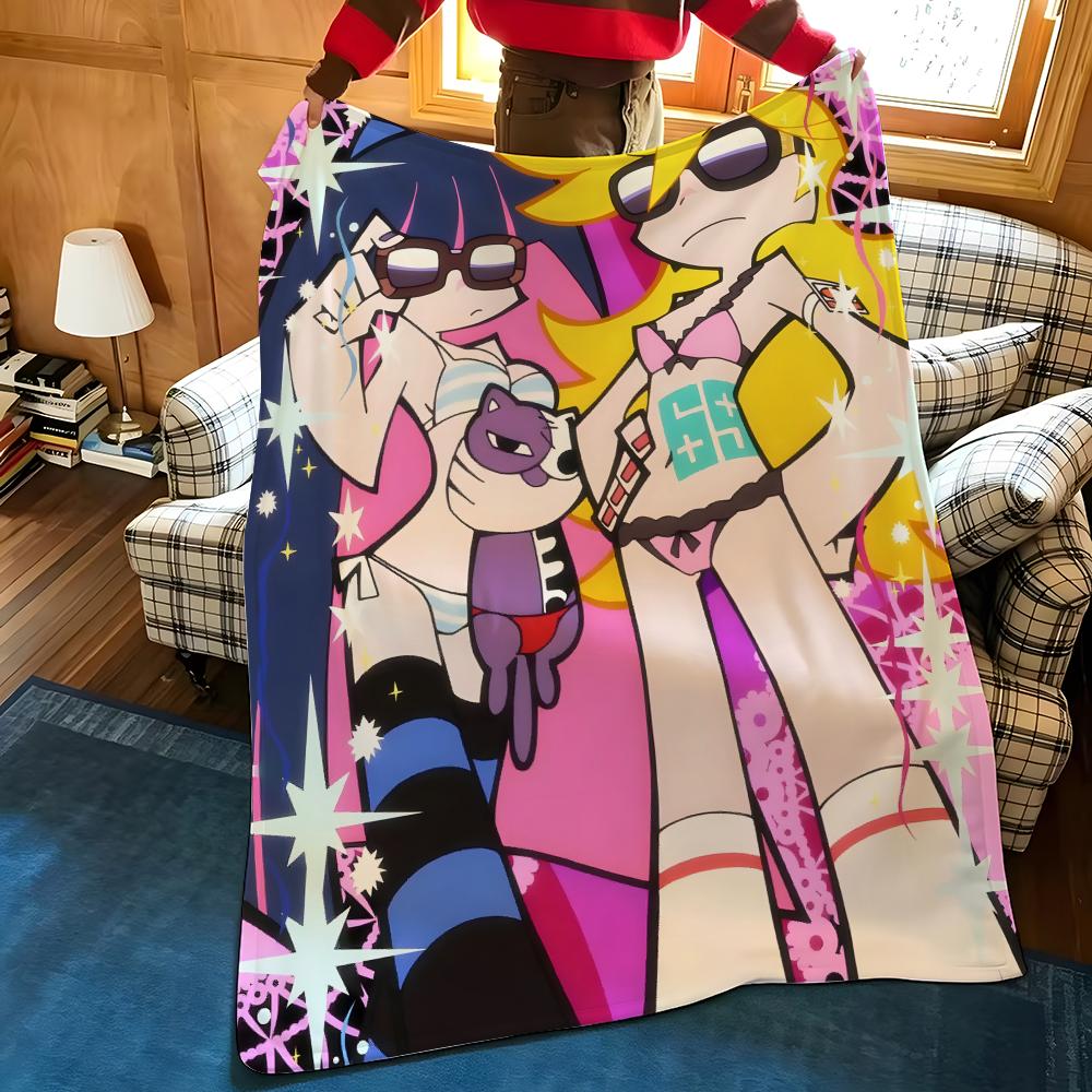 Anime P-Panty S-Stocking Throw Flannel Cozy Print Blanket, Portable, Durable Machine Washable Cute Cool