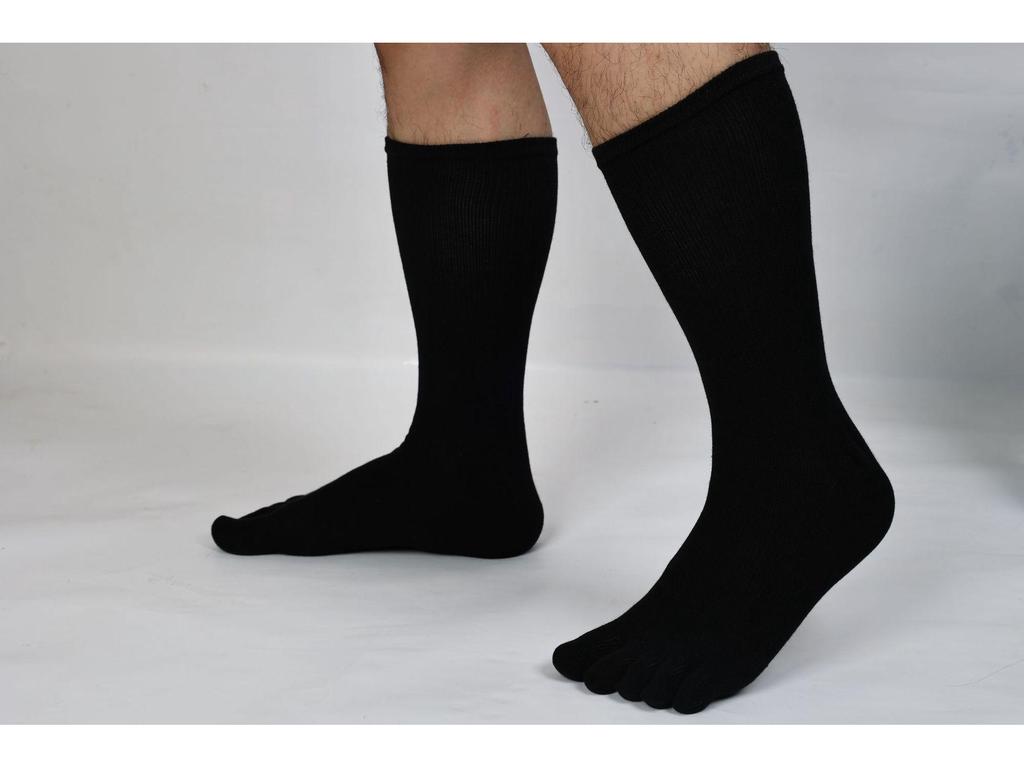 CoolMax Men's Five-Finger Sports Socks - Quick-Dry, Thick, High Tube, Split Toe for Outdoor Cycling