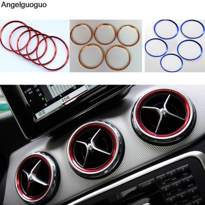 Adesivo de saída de ar 5 peças/painel de instrumentos decoração de saída de ar anel externo para Mercedes Benz A/B/GLA/CLA 2014-2018