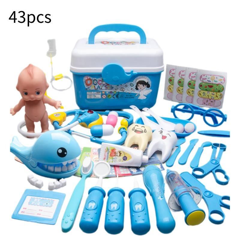 

Доктор Детский 43шт Игрушки Игрушки медсестры Детский медицинский набор Набор для ролевых игр Подарок Рождество синий