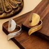 Stainless Steel Snake Shaped Spiral Leaf Rings for Women Men New Vintage Unique Design Opening Rings Jewelry Holiday Accessories