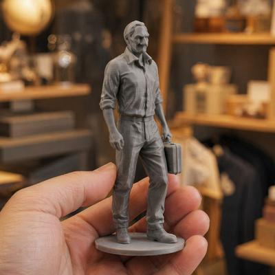 Schreibtisch-Geschäftsmann-Statue, 3D-gedruckte Bürodekoration für Männer, Exekutiv-Figur mit Aktentasche, Motivierendes Home-Office-Geschenk