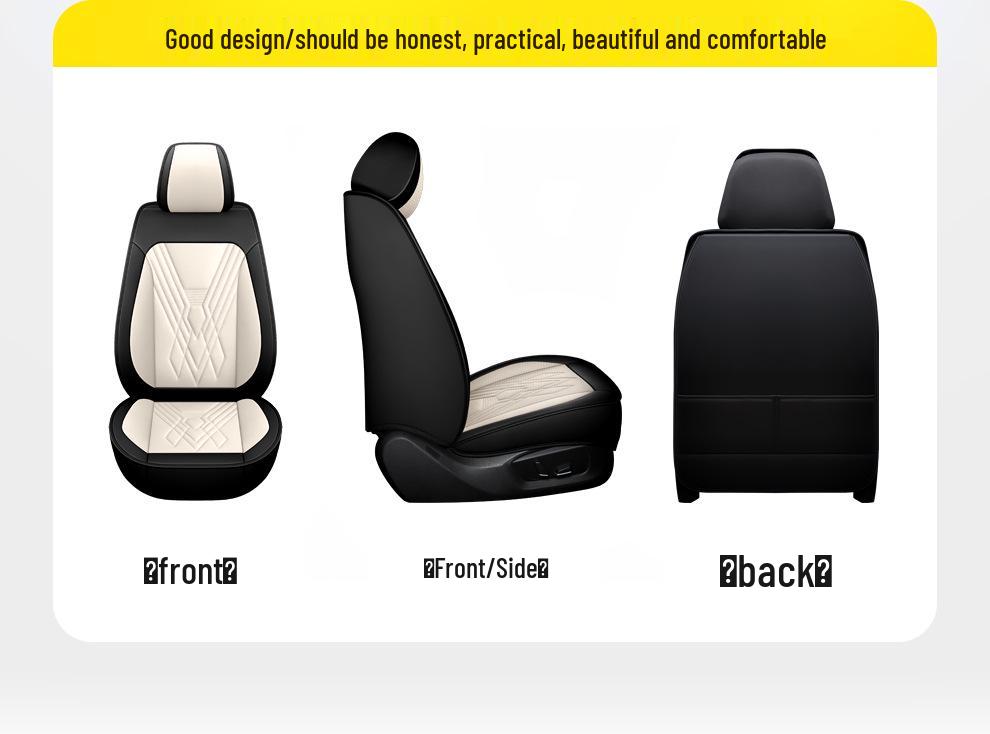 Universal Full Leather Car Seat Covers for All Seasons - Five Seats, Full Coverage with Backrest Cushion