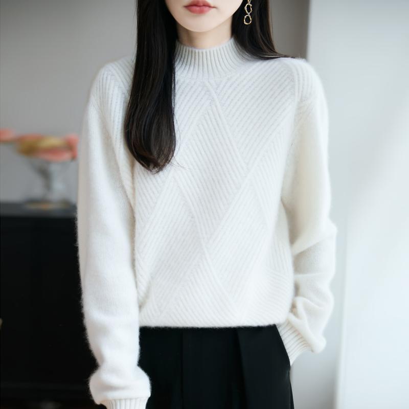 

Женский свитер 100% шерсть MODERN NEW SAGA водолазка вязаный пуловер толстые зимние джемперы женские вязаные топы 2XL белый