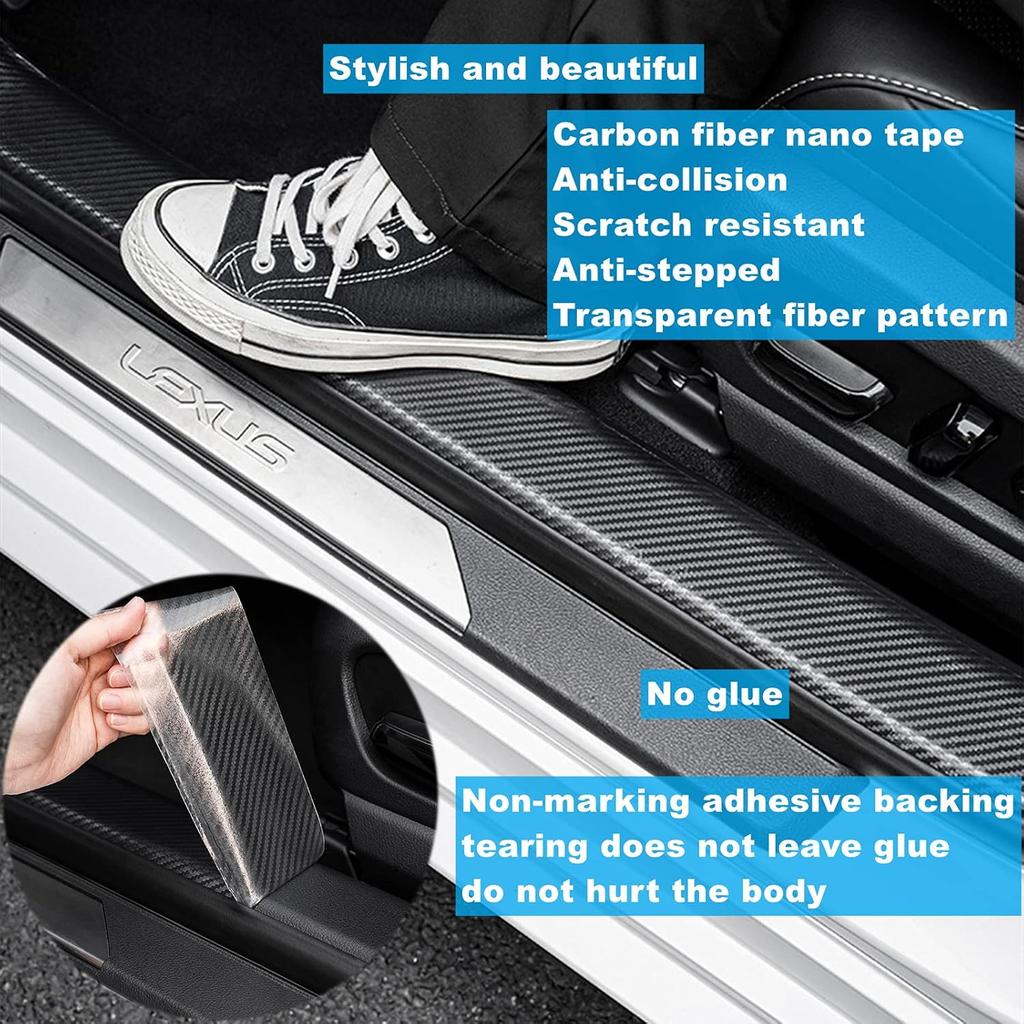 1/2pcs Carbon Fiber Sticker Car Door Sill Protector Film Auto Door Sill Edge Side Mirror Anti Scratch Tape Waterproof Stickers