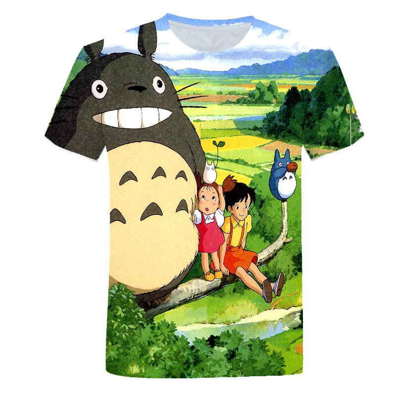 Naujo dizaino „Totoro Print“ marškinėliai vyrams Vasaros laisvalaikio įdomūs anime marškinėliai trumpomis rankovėmis apvalia kaklo drabužiai paaugliams
