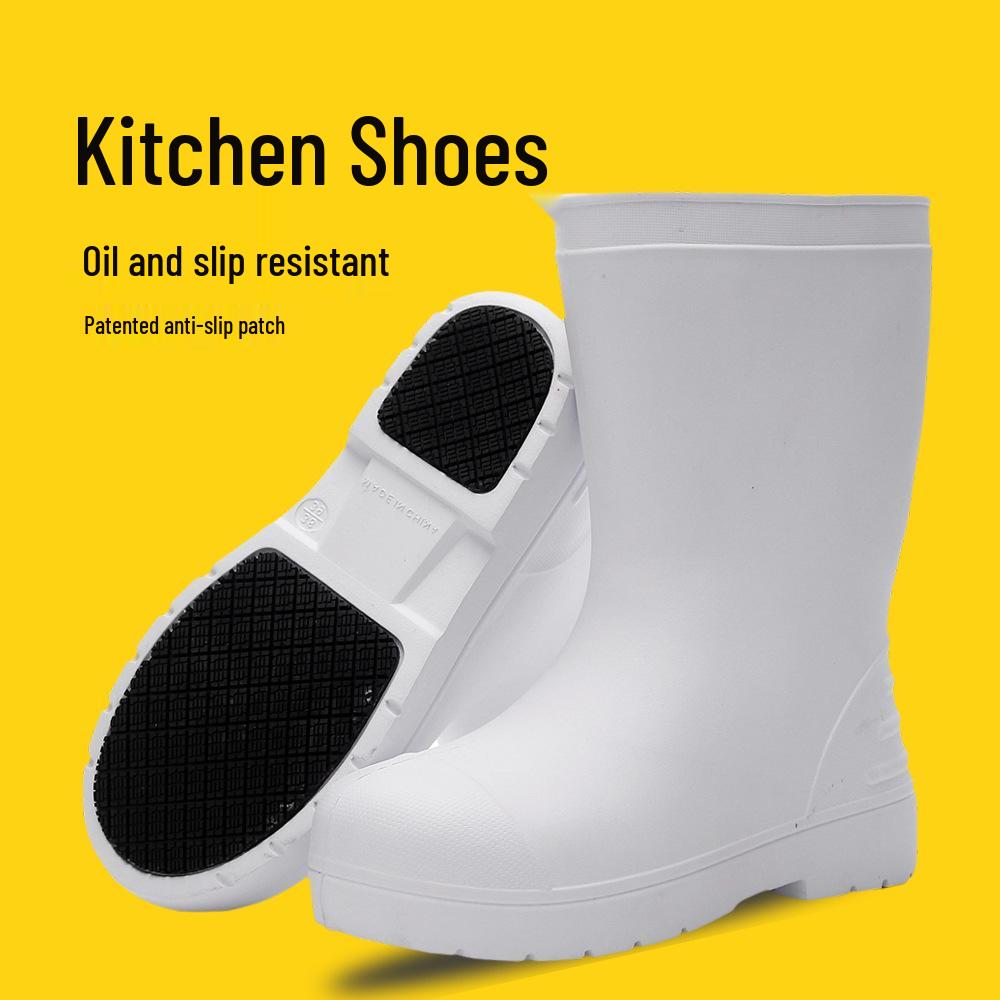 Non-slip Waterproof EVA Chef Shoes – Mid-calf Lightweight Kitchen Rain Boots 36/37 белый