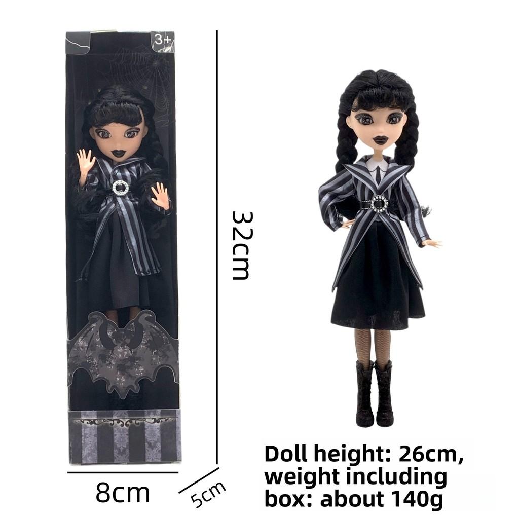 Wednesday Addams 9 Zoll PVC-Puppe mit Schuluniform und dunklem Stil Dekor