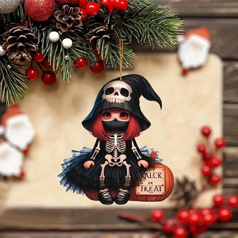 Skeleton Girl Halloween Acrylic Hanging Pendant For Seasonal Vehicle Decoration
