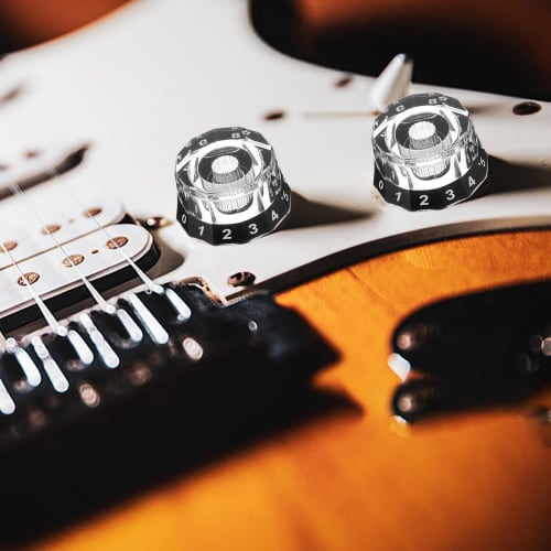 POPETPOP 4-Piece Electric Guitar Knob, Tone Knob, Guitar Volume Knob, Bass Potentiometer Cap, Electric Guitar Volume Knob with Scale, Decorative, Repa