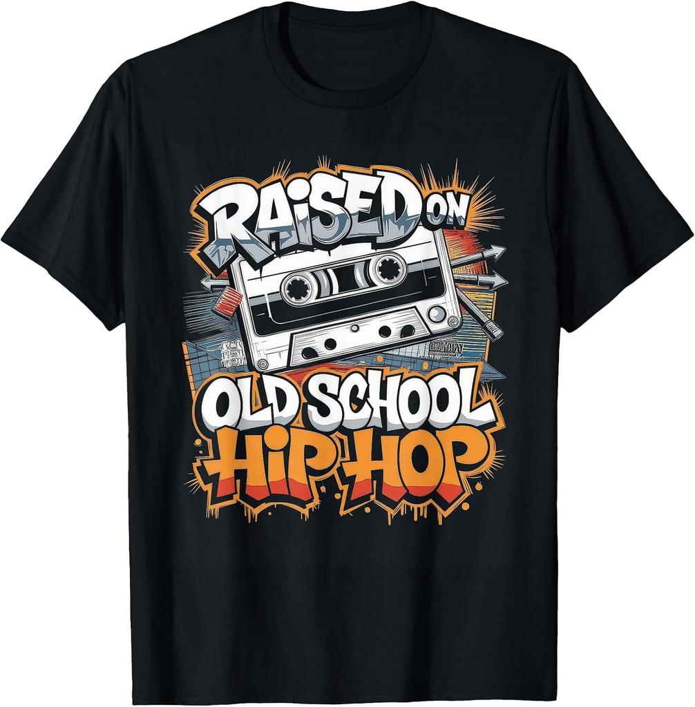 Vintage Hip Hop T-Shirt with Cassette and Graffiti Design