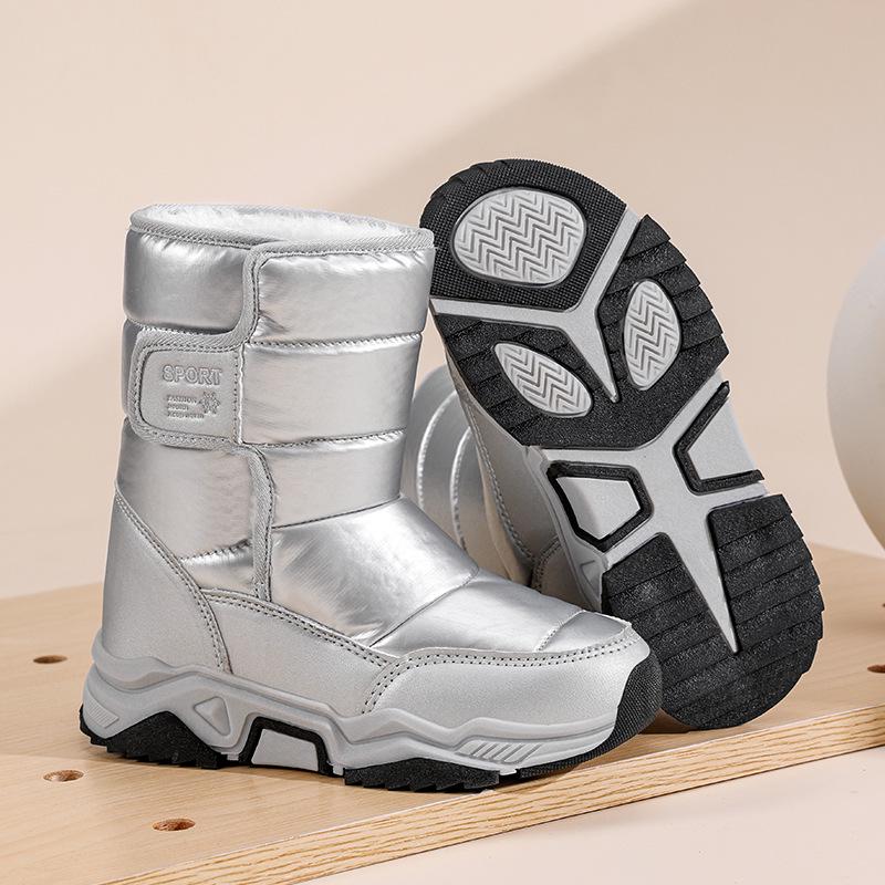 Ghete de zăpadă de iarnă pentru copii - Antiderapante, Rezistente la uzură, Căptușite cu bumbac catifelat pentru ținute casual de exterior pentru băieți.