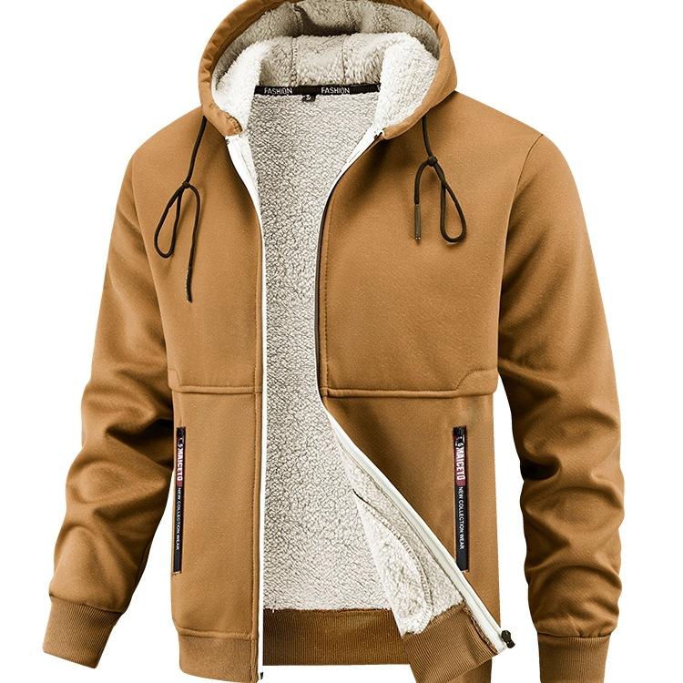 Men's Zip Up Hoodie Jackets Heavyweight Winter Sweatshirt Fleece Sherpa Lined Warm Jacket Outdoor Hooded Windproof Outerwear Coat for Men