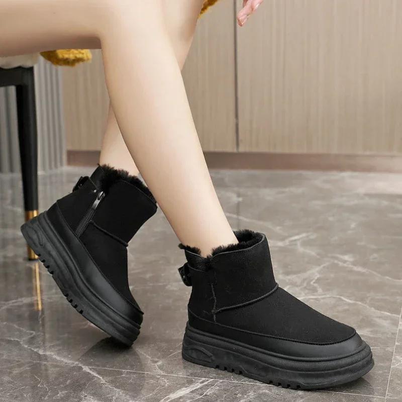 New Golden Classic Solid Color Thick Wool Snow Boots Women Shoes Cotton Shoes Fashion Comforts Warm Ankle Boots Botas Mujer