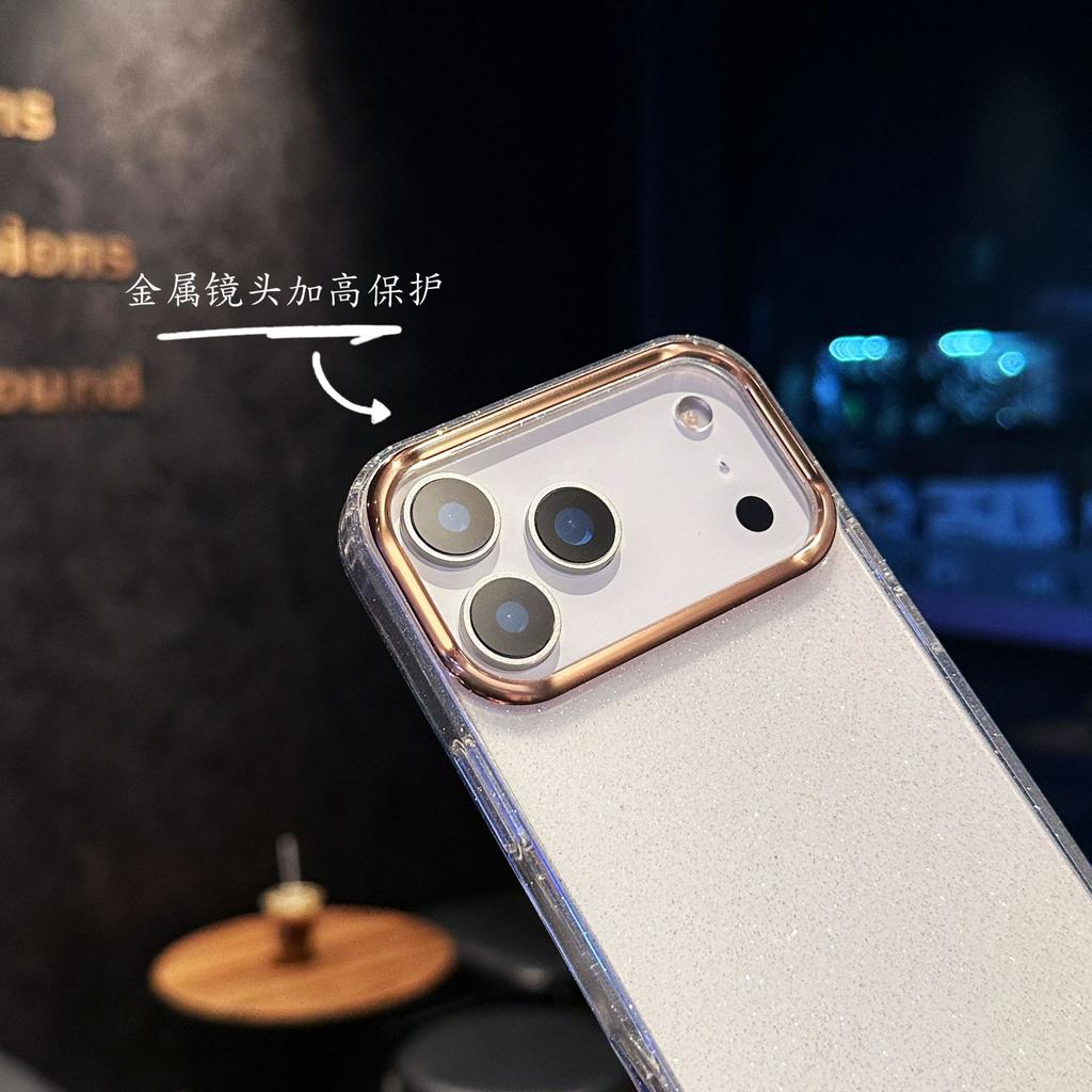Applicable To iPhone17Pro Golden Star Glitter Mobile Phone Case Apple 15 Transparent All-Inclusive Soft Edge Ins Protective Case