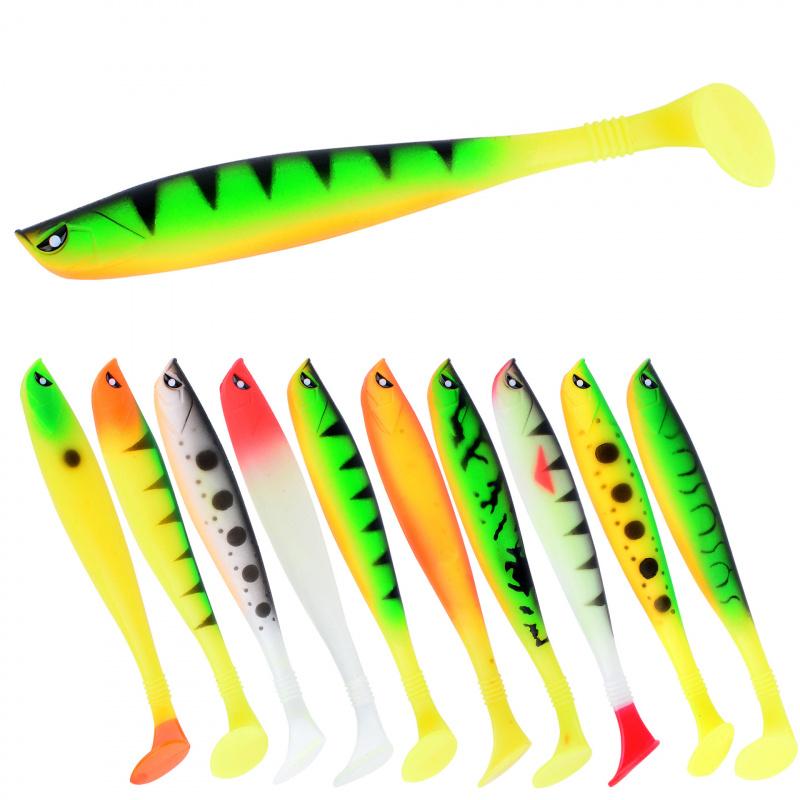 10PCS 12cm 9g Soft Tail Lure for Sea Fishing Artificial Bait Shrimp Oil Lure T Tail Design Fishing Lures for Sea