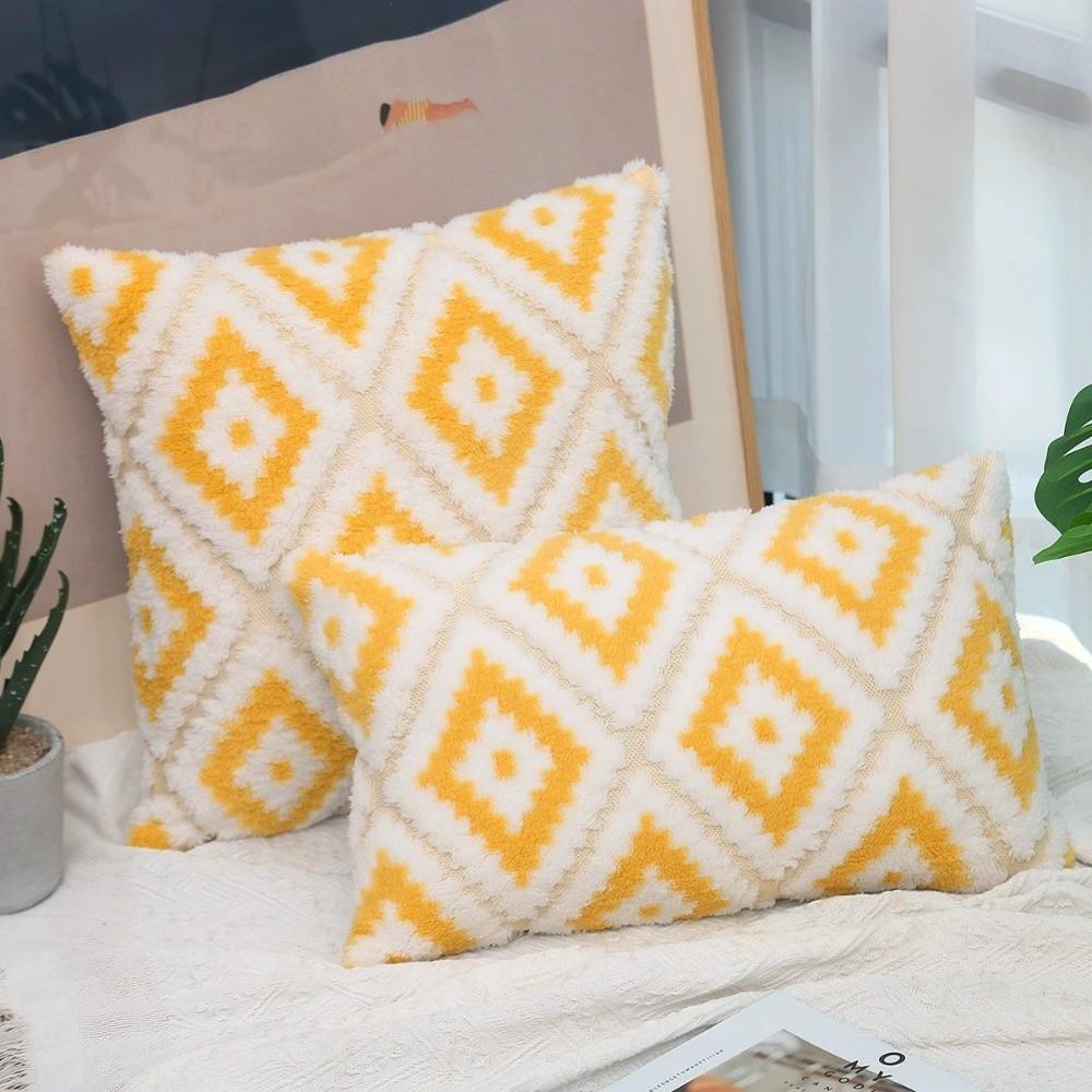 

Zipper Closure Plush Pillow Case Super Soft Sofa Pillowcase New Cushion Covers Couch Decor жовтий