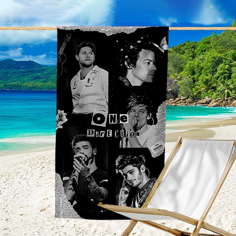 proof beach towel with a One Direction2 pattern - soft,absorbent,quick-drying,machine washable - perfect for swimming,camping,bathing