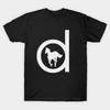 Men Black Print T-shirt Deftones White Pony White No-Cut Transfer Paper Print Cotton Tshirt