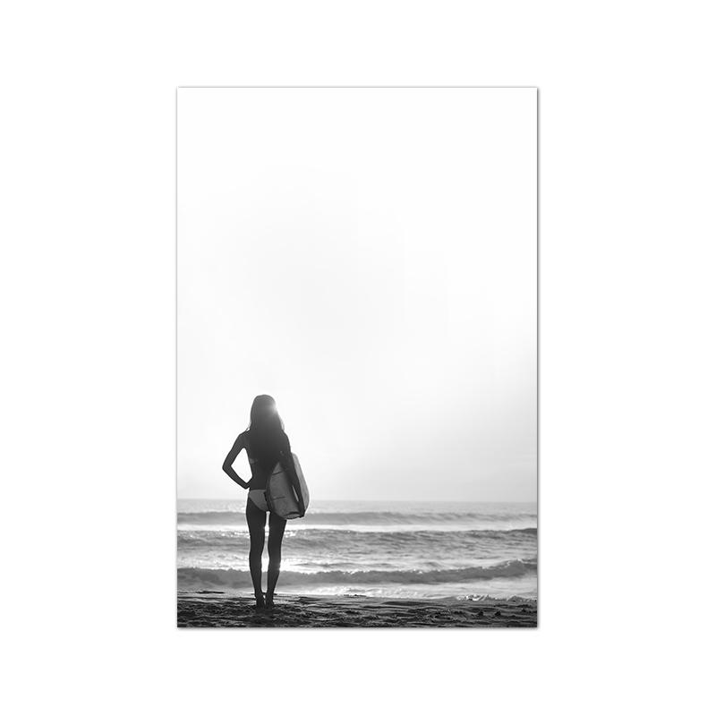 

Black and White Palm Tree Beach Landscape Photography Poster Canvas Painting Surf Coastal Wall Art Prints Living Room Home Decor 21cm×30cm NoFrame