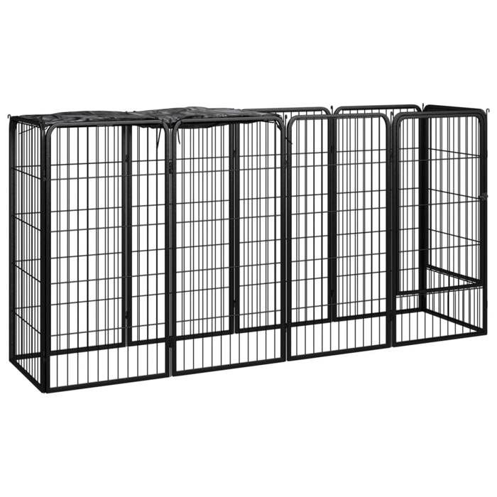 VidaXL Dog Playpen 10 Panels Black 50x100cm Powder-Coated Steel 3115948